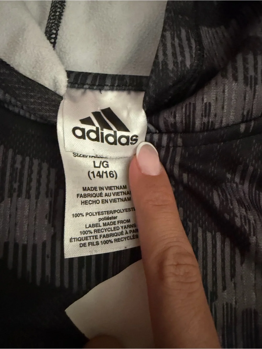 adidas Black and Gray Graphic Hoodie with Logo Tag